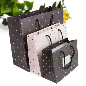 Gift Wrap 20Pcs/lot Bags With Handles Multi-function High-end Black Paper 6 Size Recyclable Environmental Protection Bag