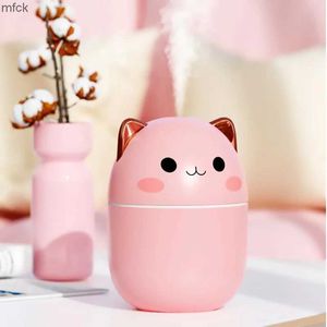 Humidifiers Fragrance Lamps 220ml Air Humidifier Cute Pet Mini Household Small Aromatherapy Car Creativity Bear USB Humidifier LED Night Lamp