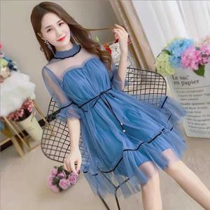 2024 New Lace Mesh Dress Fairy and Sweet First Love Style Dress Girl Style Dressing Super Immortal Womens Wear