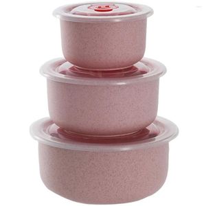 Bowls 3PCS Soup Box 300/500/900ml Lunch Bento Container Eco-Friendly Wheat Straw Material Microwavable Dinnerware Lunchbox