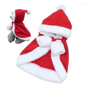 Psie odzież Pet Santa Cape Dogs Koty Cosplay z kapturem Poncho z pompoms zimowe odzież na świąteczne imprezę