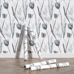 Wallpapers Sketch Flower Self-Adhesive Waterproof Antifouling Living Room Bedroom Home Decor Peel And Stick PVC Wall Stickers