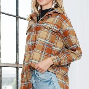 Women's Jackets Checkered Shirt Coat 2024 Autumn European And American Fashion Loose Casual Long Sleeve Top