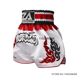 Muay Thai Shorts 2024 Nyaste herrkvinnor med kvinnor med tofsar med tofsar Kickboxing Cage Fighting Pants Martial Arts Clothing