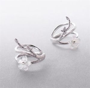 Ear Cuff Thaya White Cherry Blossom 925 Silver clip earrings flower round cuff earrings without piercing for women elegant fine je3444359