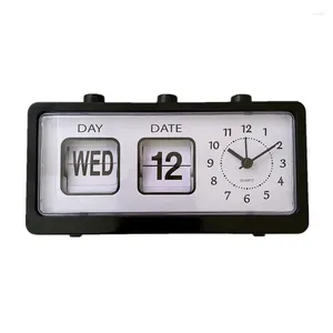 Uhrenzubehör mechanische Wecker Neuheit Flip Desktop Digital mit Kalender Home Decor Retro Black