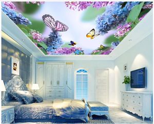 Wallpapers 3d Bedroom Wallpaper Custom Po Beautiful Purple Rattan Butterflies Ceiling Murals Wall For Walls 3 D