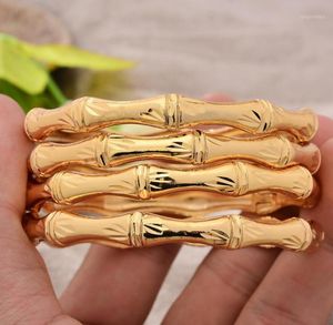 Dubai 18K Gold Plated Bracelet Flowers African Bridal Luck Bamboo Bangles Wedding Jewelery Gifts For Women Bangle8155417