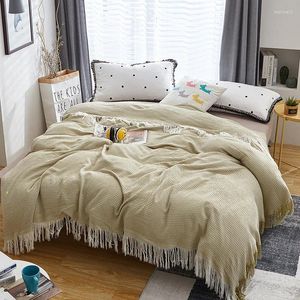 Blankets Cotton And Bamboo Fiber Honeycomb Blanket Tassel Type 150 200 Summer Air Conditioning Is Covered By Sofa