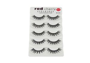Hela röda körsbärsögonfransar naturliga långa mjuka ögonfransar Faux Mink Eyelash -förlängning Make Up Tools2578842