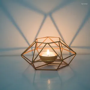 Держатели свечей минималистский железный геометрический держатель романтический металлический световой украшения домашний декор свеча