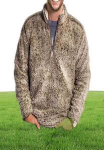 Sweaters masculinos Men Sweater de inverno Sherpa 1/4 zíper y Pullover plus tamanho 3xl streetwear tops casual teddy2360446