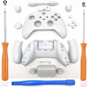 Fälle White Full Set Häuser Hülle für die Xbox -Serie S Xbox Serie X X/S Controller Side Rails Plattenabdeckung Ersatz mit Tasten