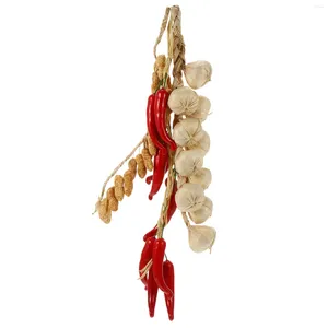 装飾的な花3 PCSフェイク植物シミュレーション野菜ペンダントフルーツ装飾柱人工赤い偽の偽の串ハンギング小道具