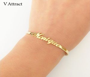 V Attrarre il collegamento a mano personalizzato BFF Jewelry KPOP Nome personalizzato Braccialetti Banghi Donne uomini Bijoux Femme Gold Erkek Bileklik 2018 Y11998566