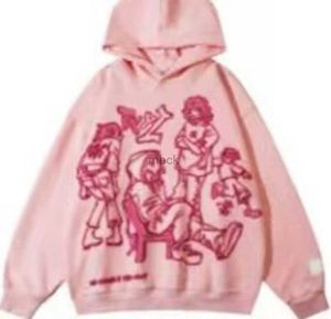 Mens Hoodies Y2K American Retro Cartoon Plush Lazy Cotton Kpop Chic Hooded Tyyz Harajuku Graphic Overized Casual Streetwear för 90 -talskvinnor 240412