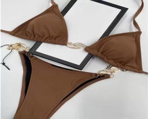 Kvinnors badkläder G Chain Designer Bikini Set 2 stycken Swim Suit thong Black Girl Swimsuit Sexig Fashion Pink Triangl Tankini Beach W5511881