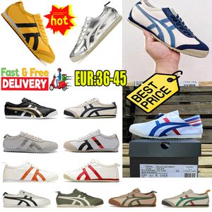 Designer Shoes Mens Mexico 66 Slip-On Leather Lace-up sneakers Gum black White yellow Womens Sports trainers GAI low price