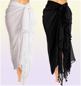 Fashion Women Summer Swimwear Bikini Coverups Cover Up Beach Maxi Long Wrap Skirt Sarong Dress Black And White1298715