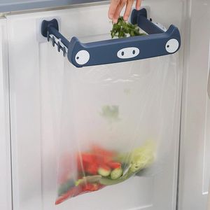 Kitchen Storage Rack Wall-mounted Garbage Bag Hanger Punch-free Hanging Bracket Trash Holder For