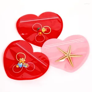 Present Wrap 10pc Red/Pink Heart Love Candy Cookie Bags Jewelry Bag Birthday Party Favor Pouch For Valentine's Day Wedding Storage