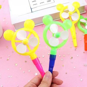 Party Favor Colorful Plastic Windmill Toy For Kids Small Windmills Whistling Handle Toys Pinwheel Wind Spinner 10Pcs