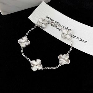 Designer van High Edition Fashion S925 Sterling Silver Classic Clover Bracelet Light Luxury Luxury Full Diamond com logotipo