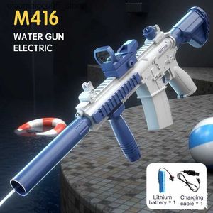 Plack Play Water Fun Summer Hot M416 Gun Electric Pistolet Shoothing Toy W pełni automatyczny plażowy dzieci chłopcy i dziewczęta Q240415