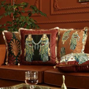 Pillow Europe Fairy Story Story Luxury Velvet Capa de 45x5cm Decorativa para Couch Room Room Quarto Vintag vermelho Vintag