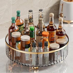 Kitchen Storage Light Luxury Rotating Rack Turntable Transparent Condiment Bottle Living Room Desktop Box