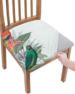 Chair Covers Parrot Chic Flower Ans Leaves Seat Cushion Stretch Dining 2pcs Cover Slipcovers For Home El Banquet Living Room