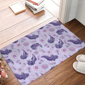 Carpets Axolotl Bathroom Non-Slip Carpet Floral Speckled Pattern Winter Edition Flannel Mat Entrance Door Doormat Floor Decor Rug