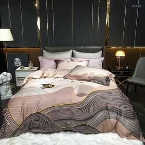 Sängkläder sätter lyx 100 -tal egyptisk bomullsuppsättning sänglinje satin poplin med täcke täckning/platt lakan/örngott 4 st för hem sängkläder