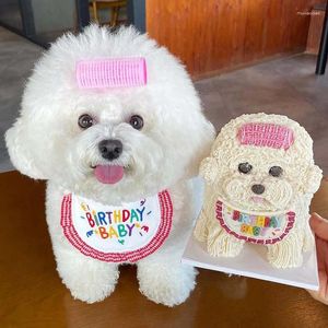 Dog Apparel INS Korean Birthday Baby Embroidery Bib Pet Cat Saliva Towel