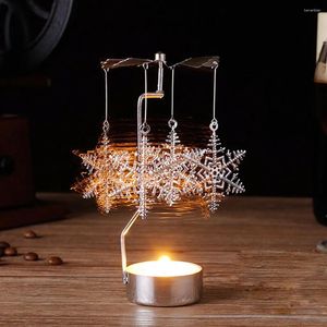 Candle Holders Metal Holder Stand Home Decoration Art Spinning Rotary Carousel Tea Light Xmas Gift