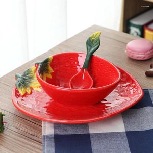 Schalen Schüssel Originalität Keramik Tabelle Japanische Obst Dessert Reisschale Löffel Küche Praktisches Produkt bequem