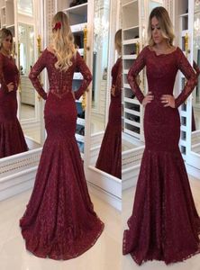 Arabic Burgundy Lace Prom Dresses 2018 Off Shoulder Long Sleeves Appliques Beading Formal Party Dress Vestidos De Fiesta Party Gow4078385