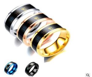 Titanium Steel Temperature Sensing Ring New EuroAmerican Emotional Temperature Intelligent Stainless Steel Couple Ring2607735