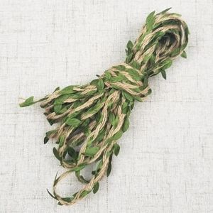 Party Decoration 10m/Lot Rope With Green Leaves Vine Wedding Decorated DIY Hang Tag Cords Rattan Tyg Woven Present Packing String