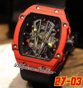 2703 Tourbillon Rafael Nadal Miyota Mens Automático Relógio 2022 NTPT Caso de fibra de fibra de carbono vermelho Dial Data Big Data Black Crown Nylon3689269