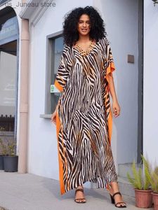 Basic Casual Dresses 2024 Summer Cozy Leopard Print Sexy V Neck Oversized Kaftan Dress For Women Outfit Batwing Slve lightweight Maxi Dresses Q1615 1 T240415