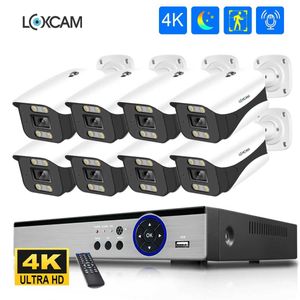 IP -kameror H.265 4K Ultra HD Audio Security Camera PoE System 8MP Watertproof Outdoor Color Night Vision Video Surveillance NVR Kit Xmeye 240413
