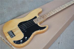 Kabel Guitar Factory Top Quality 4 Strings Bass Gitarre Natural Holzfarbe Bass Gitarre Schwarze Pickguard