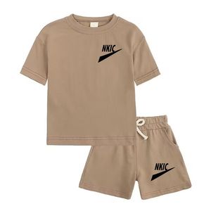 Marca de verão infantil lazer de 2pcs o-pescoço curto shirts calças ternos de 1 a 13 anos meninos garotas roupas casuais roupas para crianças roupas