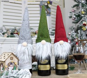 Case New 2020 Butelki bez twarzy lalka wina Bożego Narodzenia Nordic Land God Santa Claus Champagne Wine Bottle Cover Nowy Rok Dekoracja 8895108