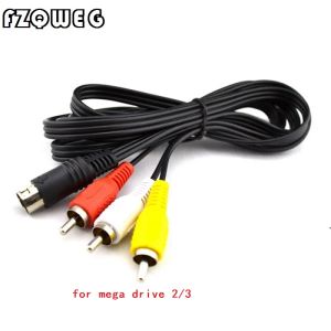 Kablar FZQWEG 10st Ny AV -kabel 9 -stift för Sega Mega Drive 2 RCA -sladd för Sega Genesis 2 Audio Video AV Cord 6ft RCA