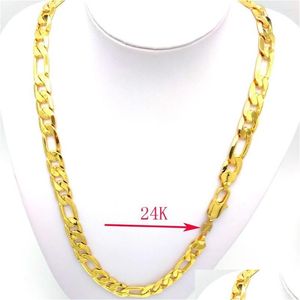 Chains Solid Ed Yellow Fine Stamep 24 K Gold Gf Figaro Chain Link Necklace Lengths 12 Mm Italian 60 Cm Heavy Drop Delivery Jewelry Nec Otele