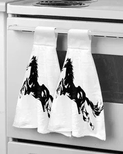 Towel Animal Black Horse Hand Household Absorbent Kitchen Rag Children's