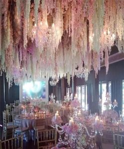 100pcslot 24 renk yapay ipek çiçek wisteria çiçek asma ev bahçe duvar asılı rattan xmas parti düğün dekorasyonu T209018418