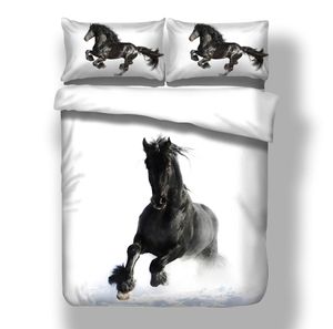 3D Bed Linen White Twin Queen King Duvet Cover Set Black Horse Twin Full Nordic Bedding Set For Adult Child Kids Home Bedclothes L6856402